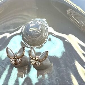 EMP4 Handmade White Mother of Pearl Butterfly Dainty Earrings 18K Rose Gold S925